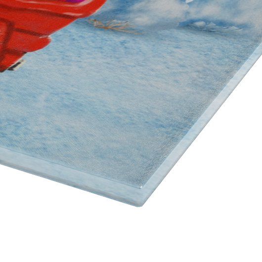 Border Collie Dog in Christmas Delivery LKW Schnee Schneidebrett (Ecke)