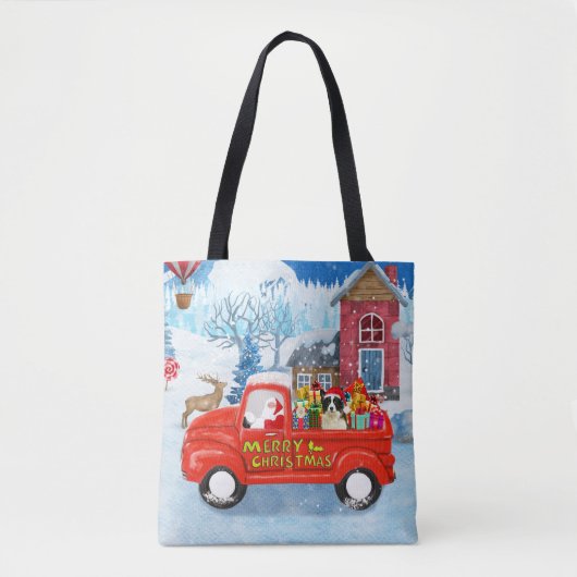 Border Collie Dog in Christmas Delivery LKW Schnee Tasche (Vorderseite)