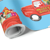 Border Collie Dog in Christmas Delivery Truck Geschenkpapier (Rolleneckpunkt)