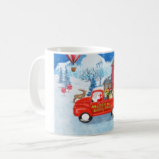 Border Collie Dog in Christmas Delivery Truck Snow Kaffeetasse (Vorderseite Links)