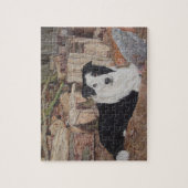 border collie dog in log shed with chickens puzzle (Vertikal)