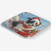 Border Collie Dog in Sledge Lass es Schnee Weihnac Pappteller (Gewinkelt)