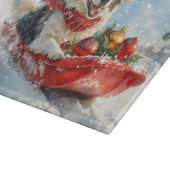Border Collie Dog in Sledge Lass es Schnee Weihnac Schneidebrett (Ecke)
