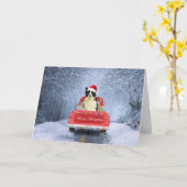 Border Collie Dog in Snow sitzen in Weihnachten Karte (Gelbe Blume)