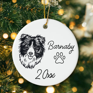 Border Collie Dog Individuelle Name & Year Line Ar Keramik Ornament