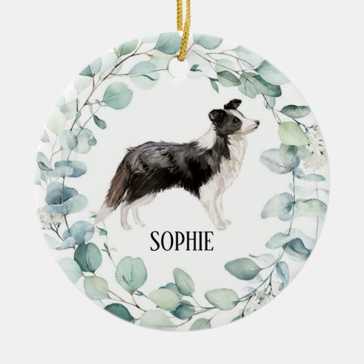 Border Collie Dog Keramik Ornament (Vorne)