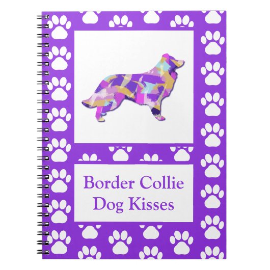 Border Collie Dog Kisses Silhouette Niedlich PPY&B Notizblock (Vorderseite)