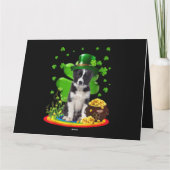 Border Collie Dog Kleeblatt St Patricks Day Dog Ir Karte (Rückseite)