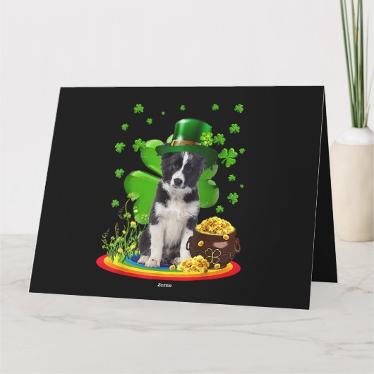 Border Collie Dog Kleeblatt St Patricks Day Dog Ir Karte (Rückseite)