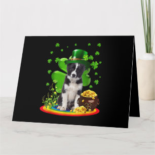 Border Collie Dog Kleeblatt St Patricks Day Dog Ir Karte