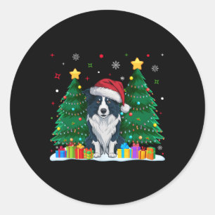 Border Collie Dog liebt Weihnachtsmannmütze Ugy We Runder Aufkleber