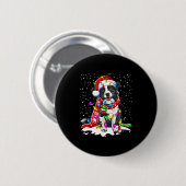 Border Collie Dog Lighting Xmas Santa Hat Christma Button (Vorne & Hinten)