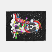 Border Collie Dog Lighting Xmas Santa Hat Christma Fleecedecke (Vorderseite (Horizontal))