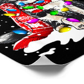 Border Collie Dog Lighting Xmas Santa Hat Christma Poster (Ecke)