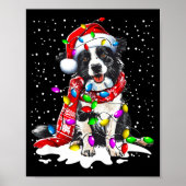 Border Collie Dog Lighting Xmas Santa Hat Christma Poster (Vorne)