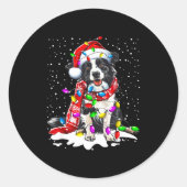 Border Collie Dog Lighting Xmas Santa Hat Christma Runder Aufkleber (Vorderseite)