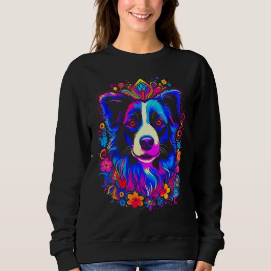 Border Collie Dog Love Gratitude Flower Sweatshirt (Vorderseite)