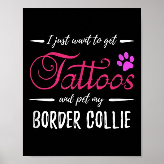 Border Collie Dog Lover Tattoo Funny Dog Mama Gesc Poster (Vorne)