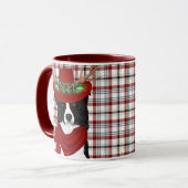 Border Collie Dog Lover Western Kariert Weihnachte Tasse (Vorderseite Links)