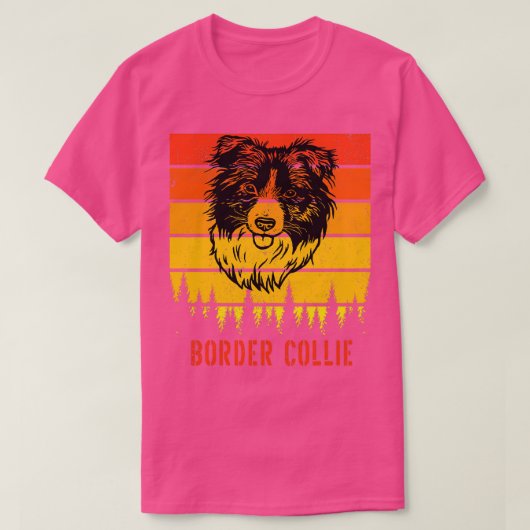 Border Collie Dog Lovers Sunset for Vater Mama Vat T-Shirt (Design vorne)