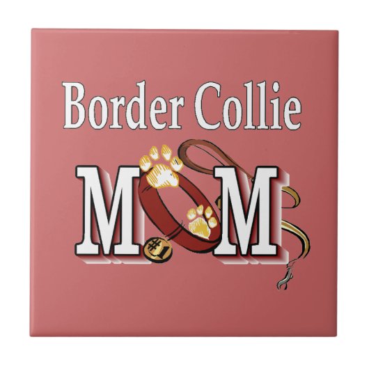 Border Collie Dog MAMA Fliese (Vorderseite)