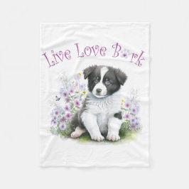 Border Collie Dog Mama Floral Fleecedecke