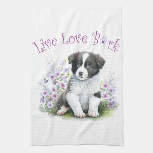 Border Collie Dog Mama Floral Geschirrtuch (Vertikal)