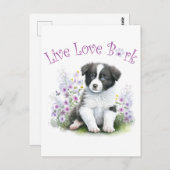 Border Collie Dog Mama Floral Postkarte (Vorne/Hinten)