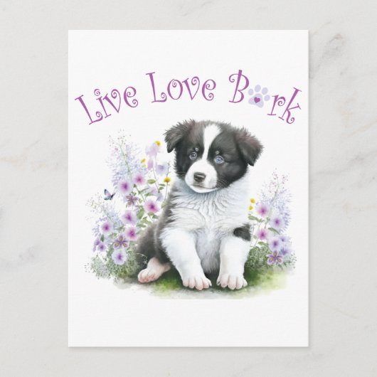 Border Collie Dog Mama Floral Postkarte (Vorderseite)