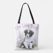 Border Collie Dog Mama Floral Tasche (Rückseite)