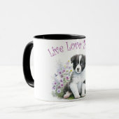 Border Collie Dog Mama Floral Tasse (Vorderseite Links)