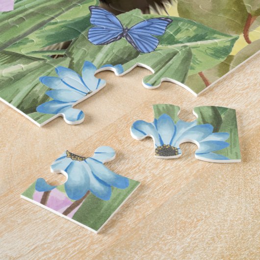 Border Collie Dog mit Blume Spring Puzzle (Seite)