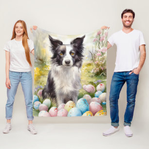 Border Collie Dog mit Ostereier Urlaub Fleecedecke
