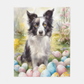 Border Collie Dog mit Ostereier Urlaub Fleecedecke (Vorderseite)