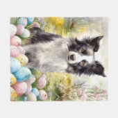 Border Collie Dog mit Ostereier Urlaub Fleecedecke (Vorderseite (Horizontal))