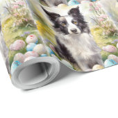 Border Collie Dog mit Ostereier Urlaub Geschenkpapier (Rolleneckpunkt)