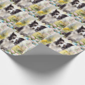 Border Collie Dog mit Ostereier Urlaub Geschenkpapier (Ecke)