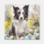 Border Collie Dog mit Ostereier Urlaub Magnet (Vorne)