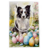 Border Collie Dog mit Ostereier Urlaub Mittlere Geschenktüte (Vorderseite)