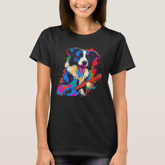Border Collie Dog Music T-Shirt (Vorderseite)