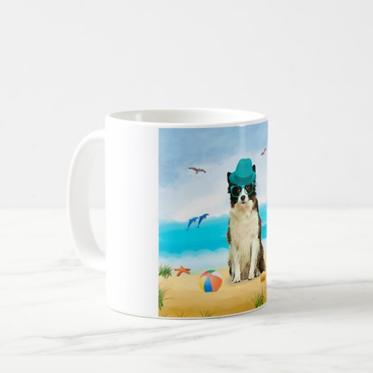 Border Collie Dog on Beach Kaffeetasse (Vorderseite Links)