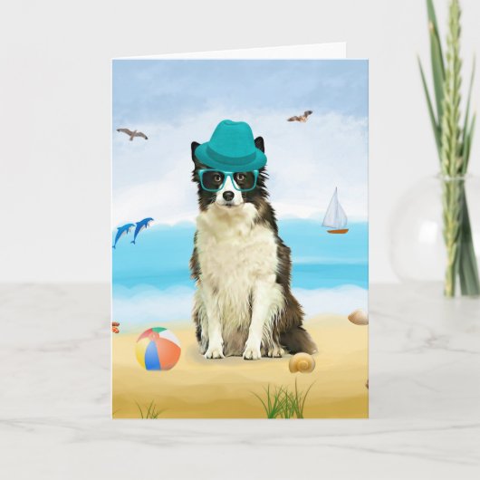 Border Collie Dog on Beach Karte (Vorderseite)