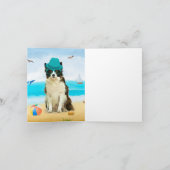 Border Collie Dog on Beach Karte (Innenseite)
