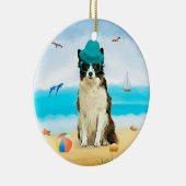 Border Collie Dog on Beach Keramik Ornament (Rechts)