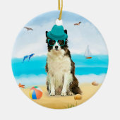 Border Collie Dog on Beach Keramik Ornament (Vorne)