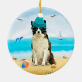 Border Collie Dog on Beach Keramik Ornament (Hinten)