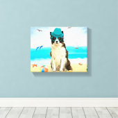 Border Collie Dog on Beach Leinwanddruck (Insitu (Holzboden))