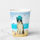 Border Collie Dog on Beach Pappbecher (Rückseite)