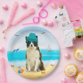 Border Collie Dog on Beach Pappteller (Party)