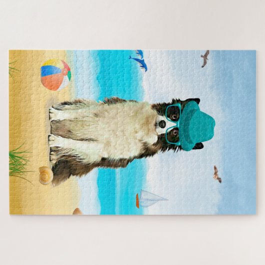 Border Collie Dog on Beach Puzzle (Horizontal)